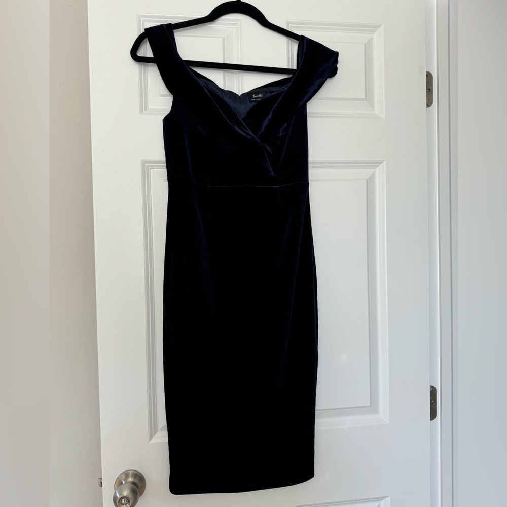 Bardot Velvet off the shoulder midi dress
